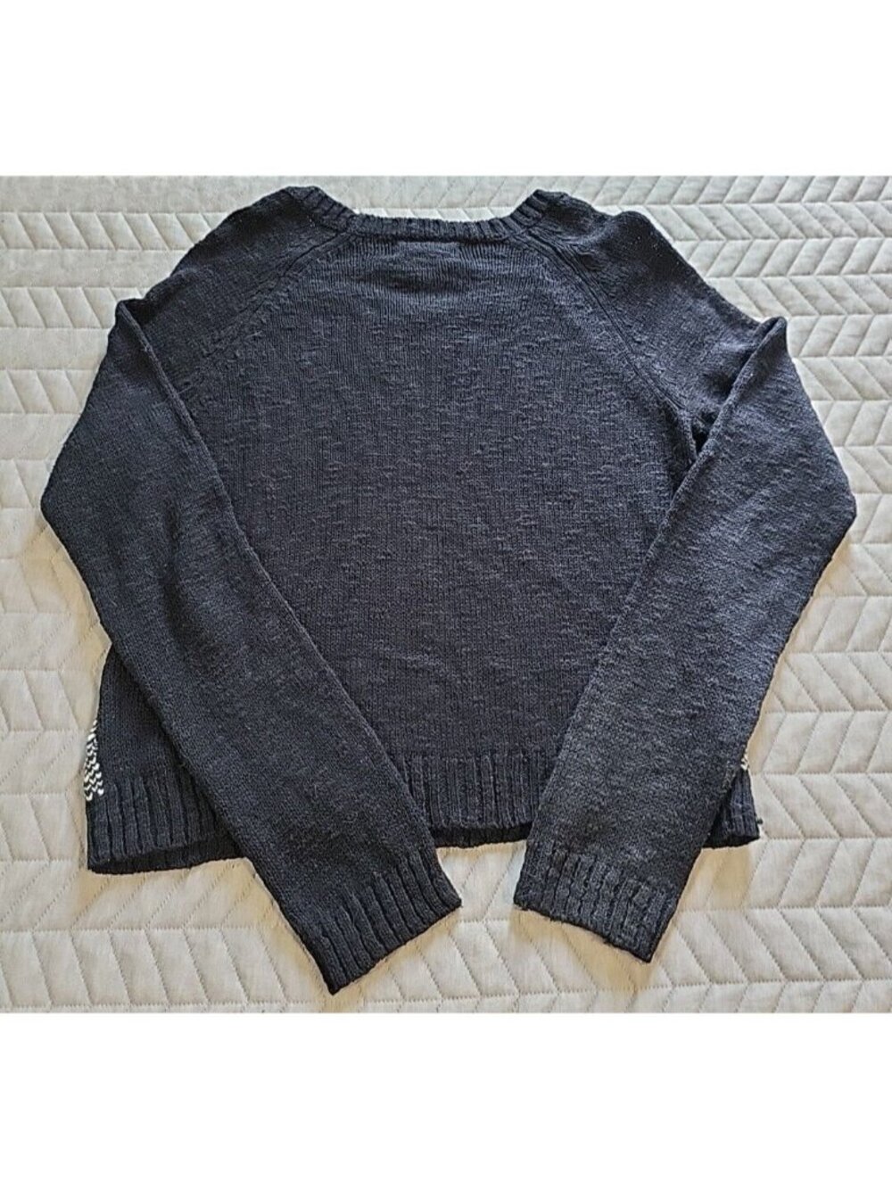 SO Junior Large Buffalo Plaid Sweater Black White Checkered Long Sleeve Knit Top - Picture 8 of 10